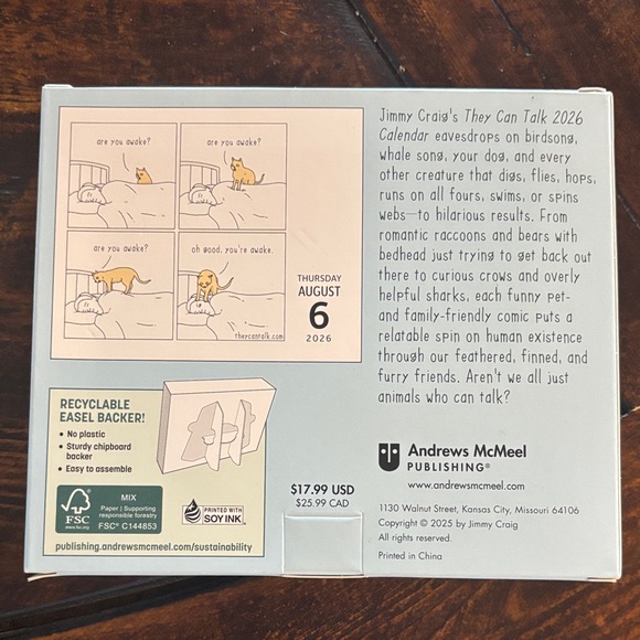 They Can Talk 2026 Calendar - Blue and White - Picture 2 of 2